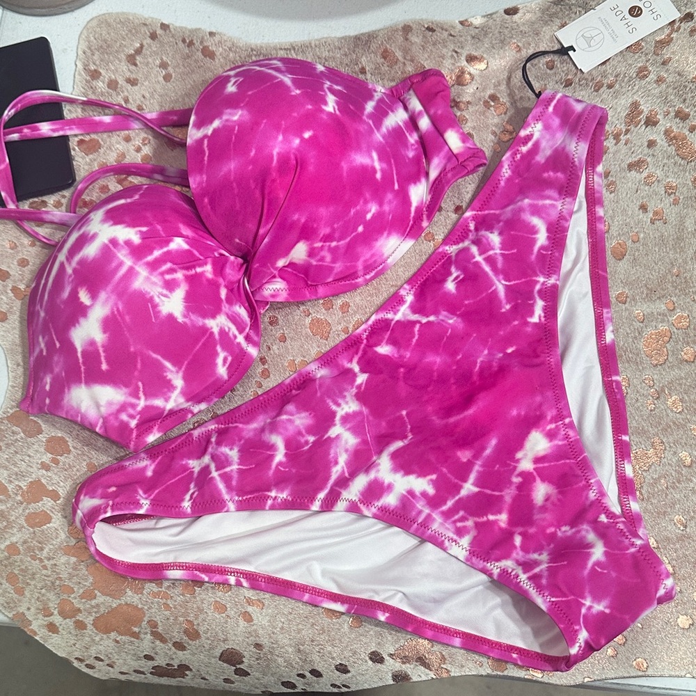 NWT Shade & Shore Pink Tie-Dye Bikini